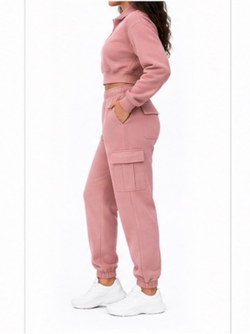 Viral Women's Dusty Rose Cargo Jogger Pants - Qinsen